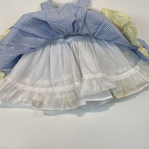 Baby Girl Blue And Yellow Gingham Sundress Size 3/6M; Bow Ruffle Lined - Picture 3 of 5